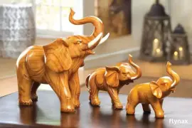 Safari Elephant Head Lamp Figurine